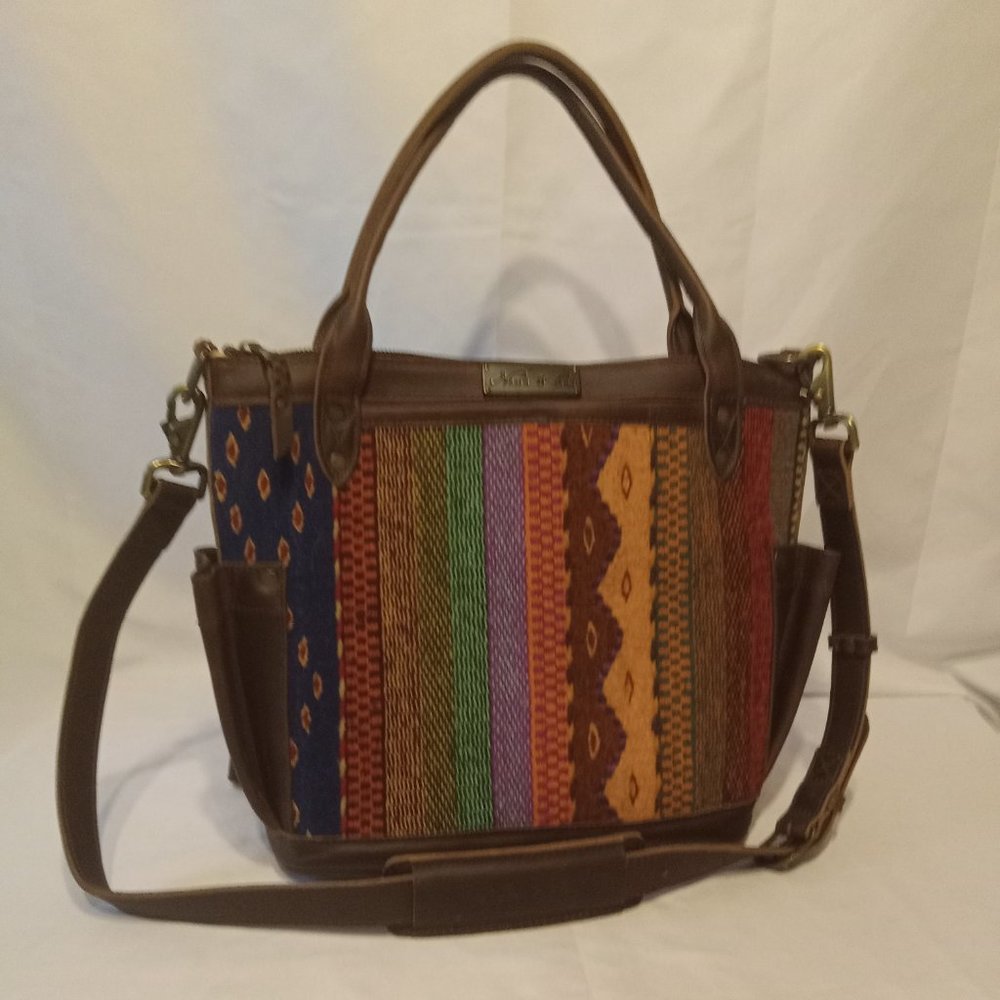 Nina & Co. Leather aztec Handbag/crossbody/backpack made in mexico